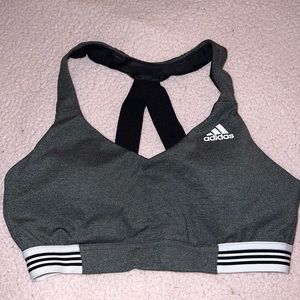Grey and Black Adidas Sport Bra